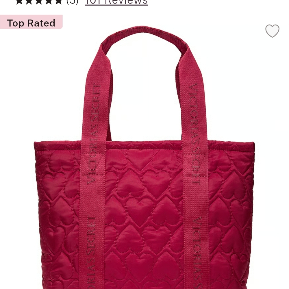 Victoria's Secret Red Quilted Tote with Structured Design